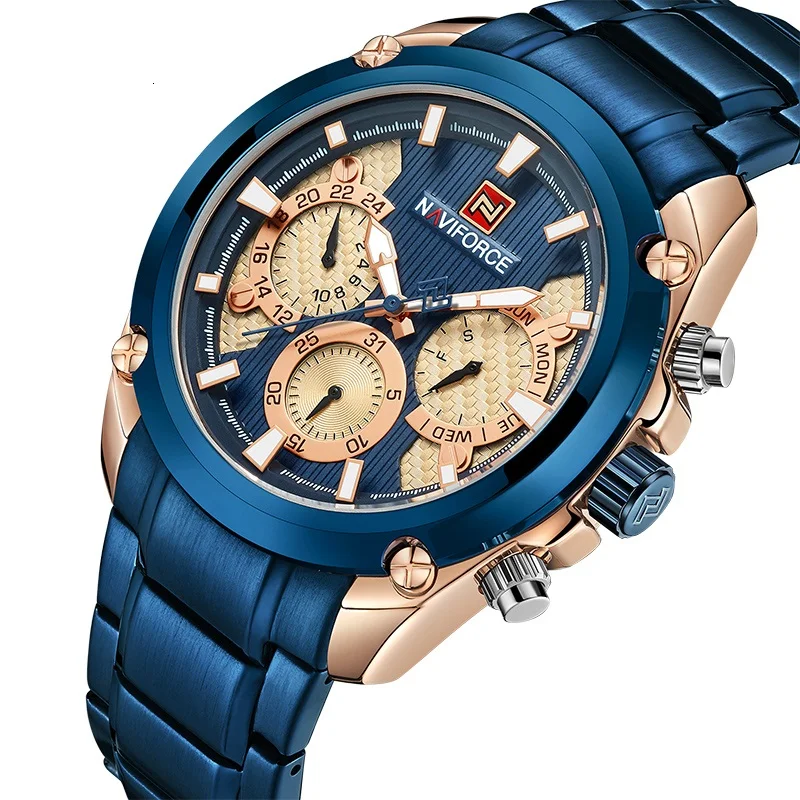 

NAVIFORCE 9113 Top Luxury Brand Watches Men Military Waterproof Clock Fashion Sport Quartz 24 Hours Date Watch Relogio Masculino, 5 colors