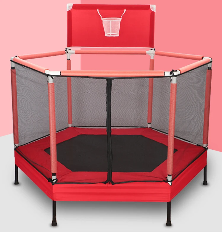 

Hexagon Fitness Mini Home Indoor Outdoor Children kids Trampoline With Protective Net, Customized color