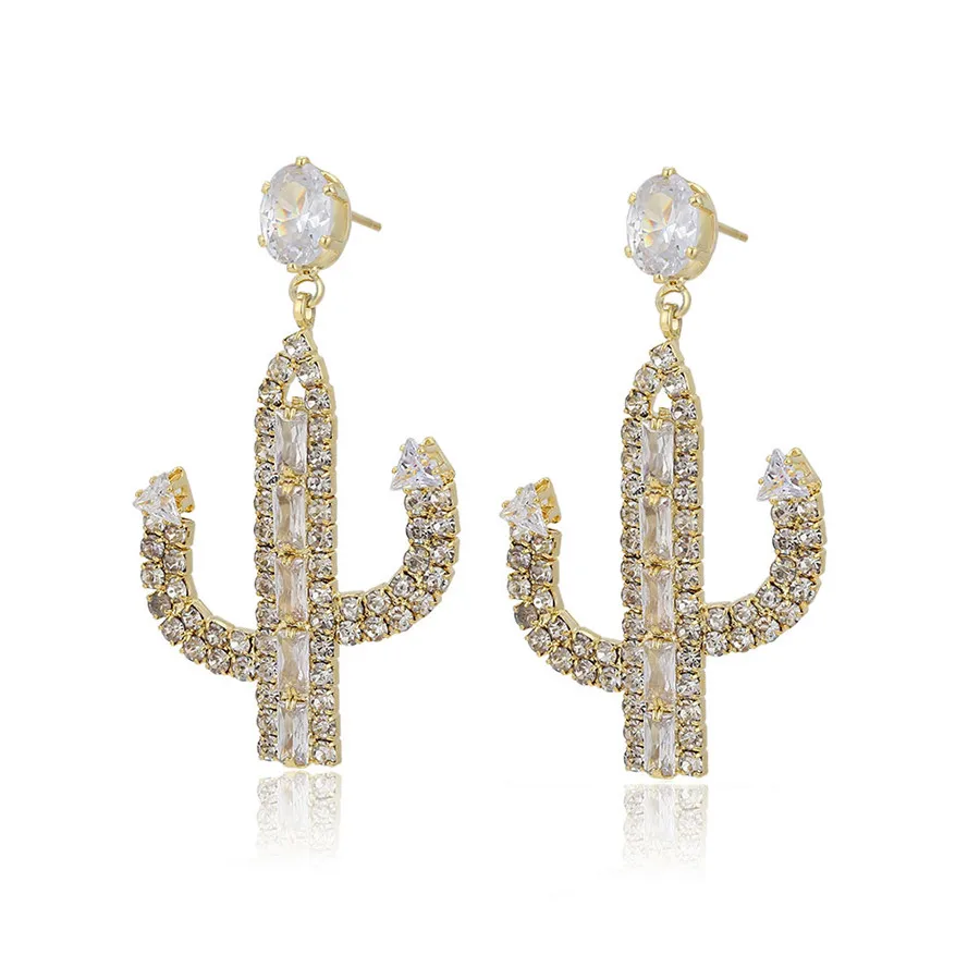 

earring-926 xuping jewelry Personalized creative plant series cactus diamond light luxury 14K gold-plated earrings