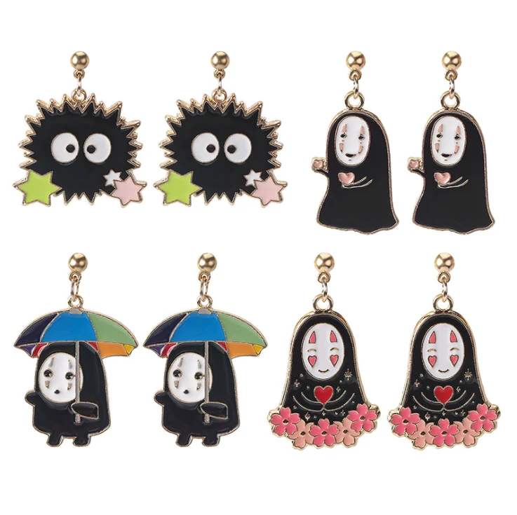 

Japan Anime Spirited Away Drop Earring Cute No Face Man Stud Earrings for Women Girls Cosplay Gift, As the picture