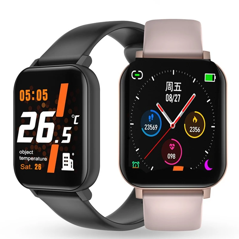 

F25 Fitness Smart Watch Waterproof Body Temperature Blood Pressure Sleep Monitoring Watch for Health Exercise, Black pink blue