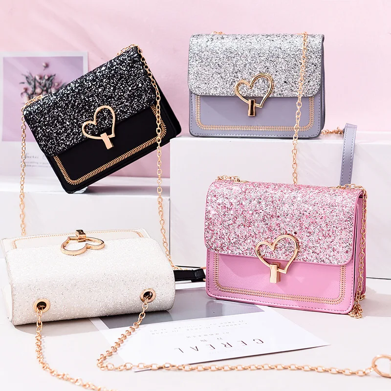 

Drop Shipping sac a main cheap elegant carteras bolsa feminina bling Pink Square Glitter Women Purses Small Ladies Handbags, 6 colours