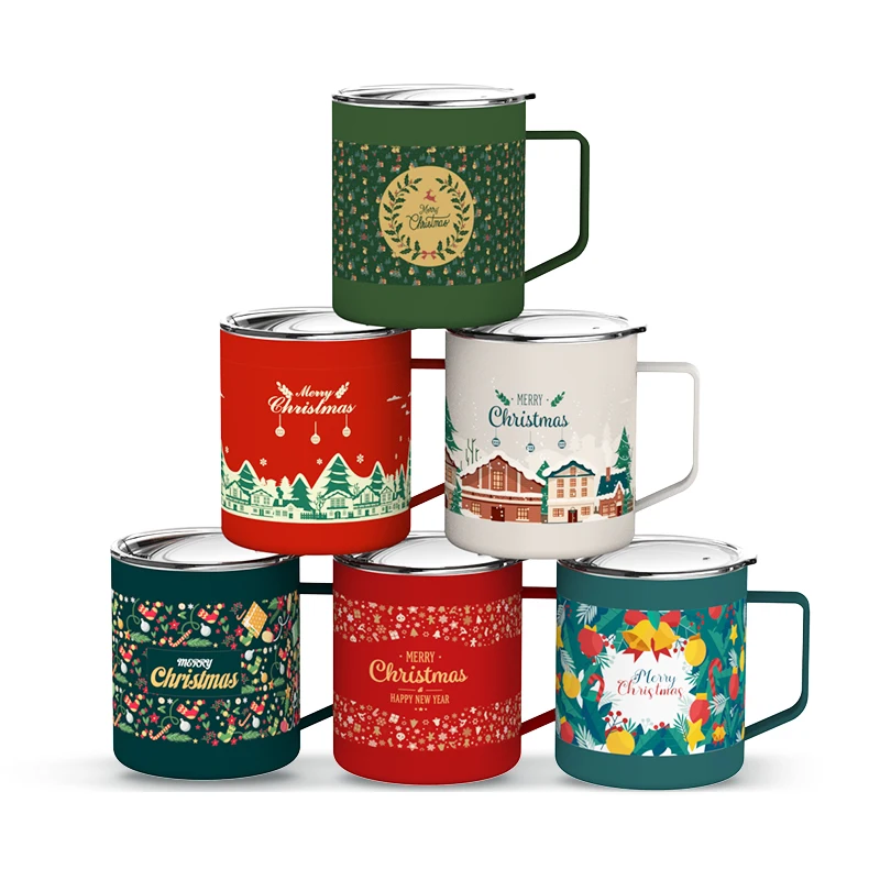 

Christmas Themed Mugs 14oz Double Wall Stainless Steel Sublimation Tumbler Custom Santa Gift Cup Coffee mugs