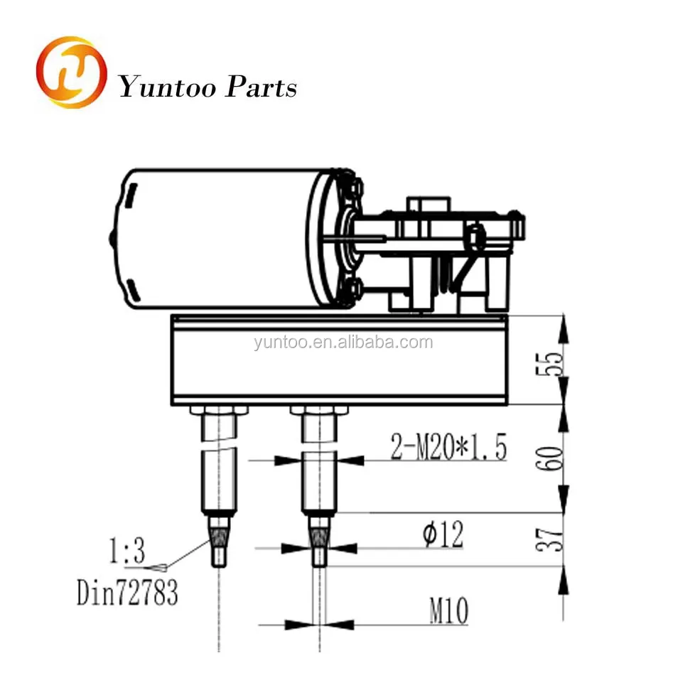 150w 24v Marine Wiper With Stainless Steel 316 Double Arm And Blade
