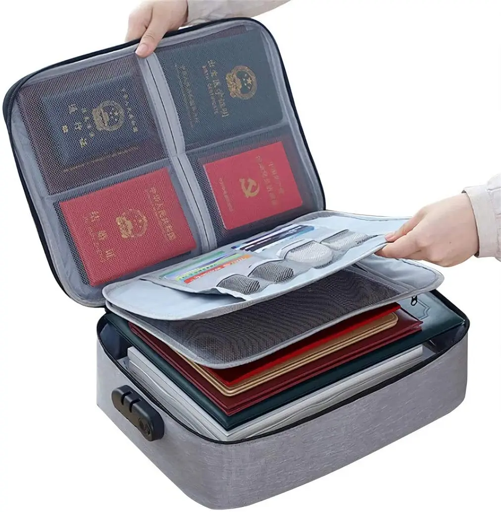 

Travel Document Organizer Case With Coded Lock waterproof folding Document Carry Bags Documents Storage Organizer