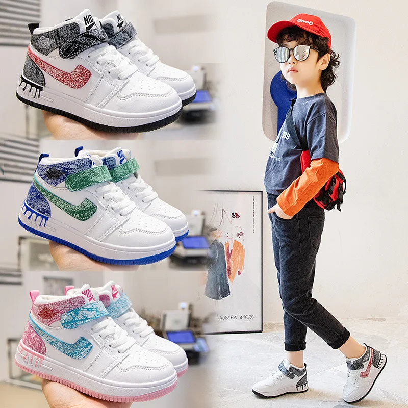 

Kids's New Ankle Low Sneakers Girls Comfortable Soft Sole Magic Paste Running Shoes Boys' Handsome Basketball