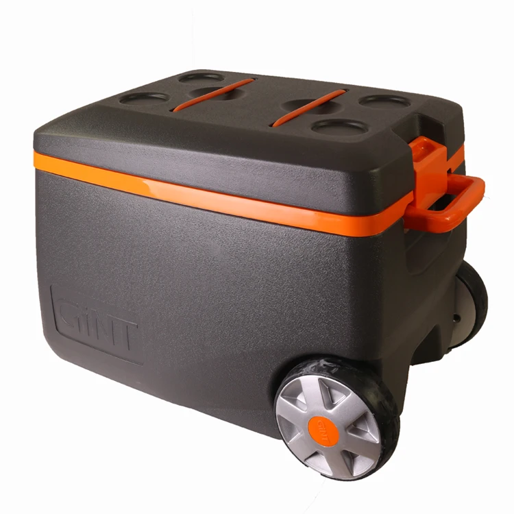 

Gint Insulated 50L Large Size Portable Outdoor Fishing Ice Chest PU Foam Cooler Box with Wheels, Customized color acceptable