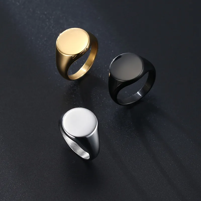 

Wholesale Custom minimalism Simple Metal Rings High Polished Glossy Stainless Steel Blank Round Rings for men boys