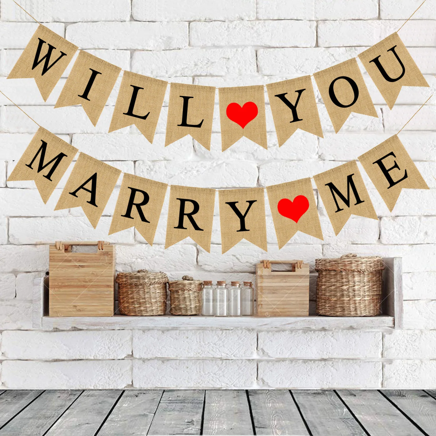 LOLOAJOY Burlap Will You Marry Me Banner for Pre-wedding Party Proposal Party Decoration Party Decorate Favor 