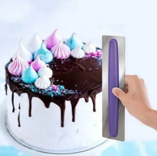 1 PC Stainless Steel Cream Scraper Smart Icing Smoother Batter Cake Cream Mixer Long Handled Models Baking Tool 23*7.5*1cm