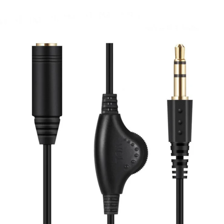 

New Black 3.5mm M/F Stereo Headphones Earphone Audio Extension Cable 1M with Volume Control Audio Cable for speakers/microphones