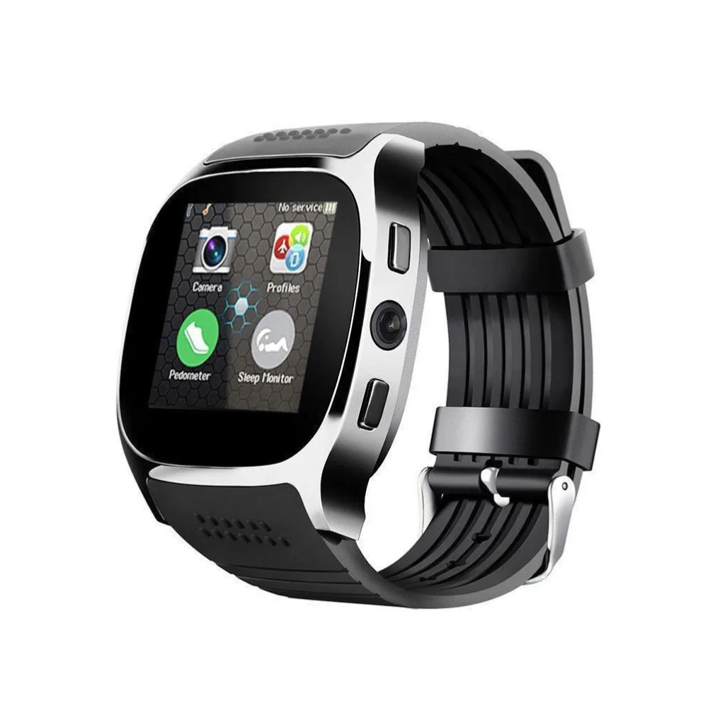 

T8 Blue tooth Smart Watch With Camera Facebook Whatsapp Support SIM TF Card Call Sports Smartwatch, Black/white/blue