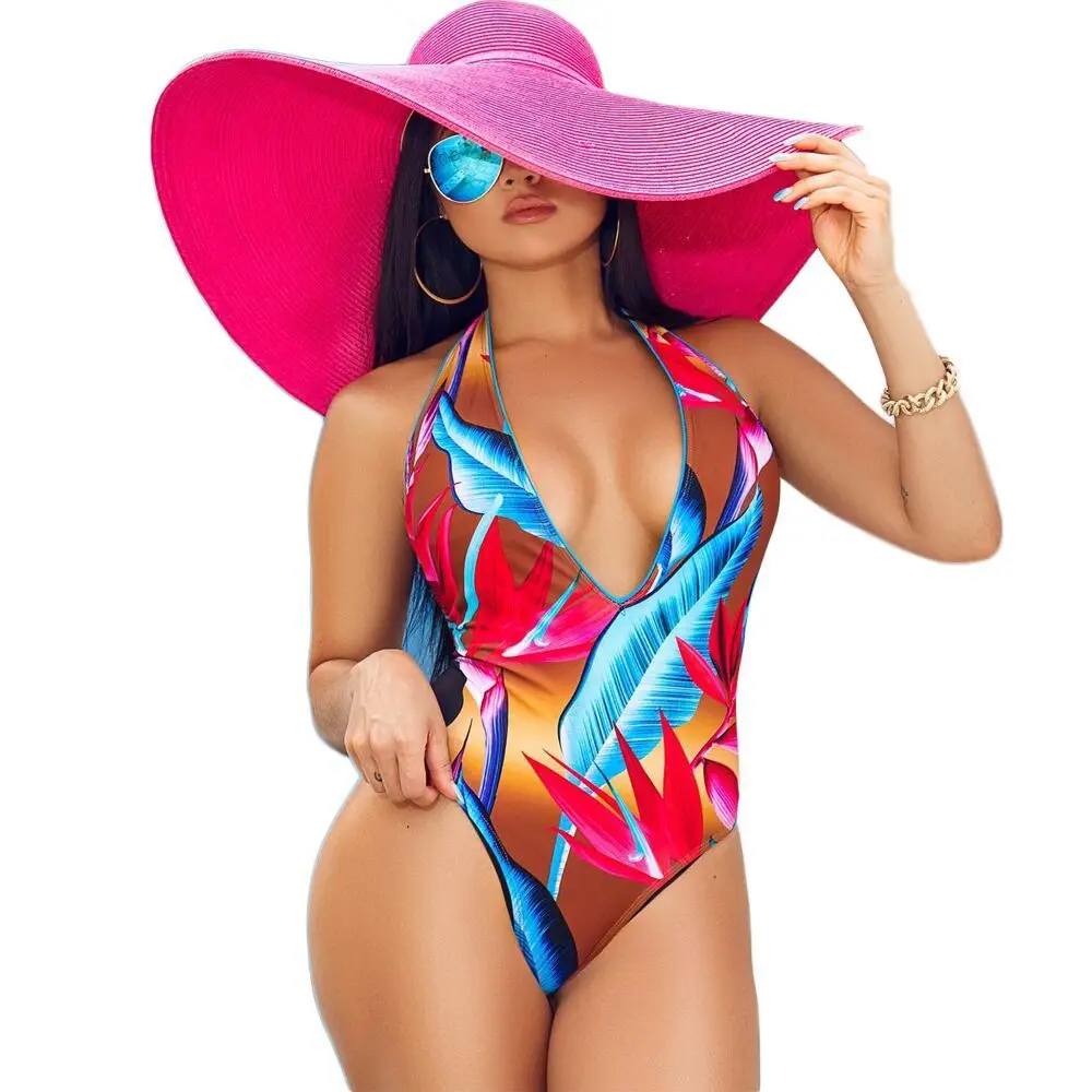 

Amazon European and American foreign trade sexy women's halter one-piece swimsuit