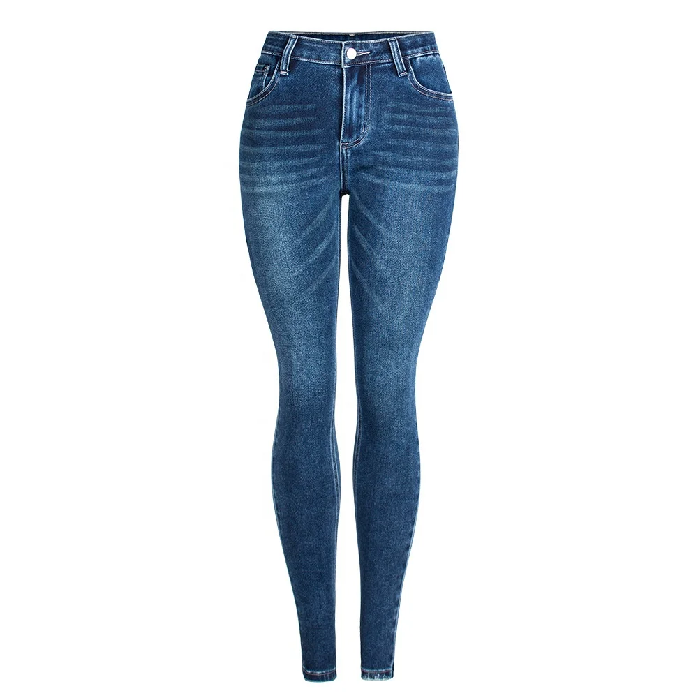 

B24654A Hot selling small foot wash high elastic slim trousers women jeans, Blue
