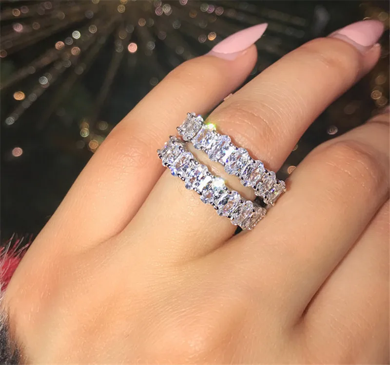 

New Wedding fashion Crystal baguette diamond Rhinestone ring for women, Silver