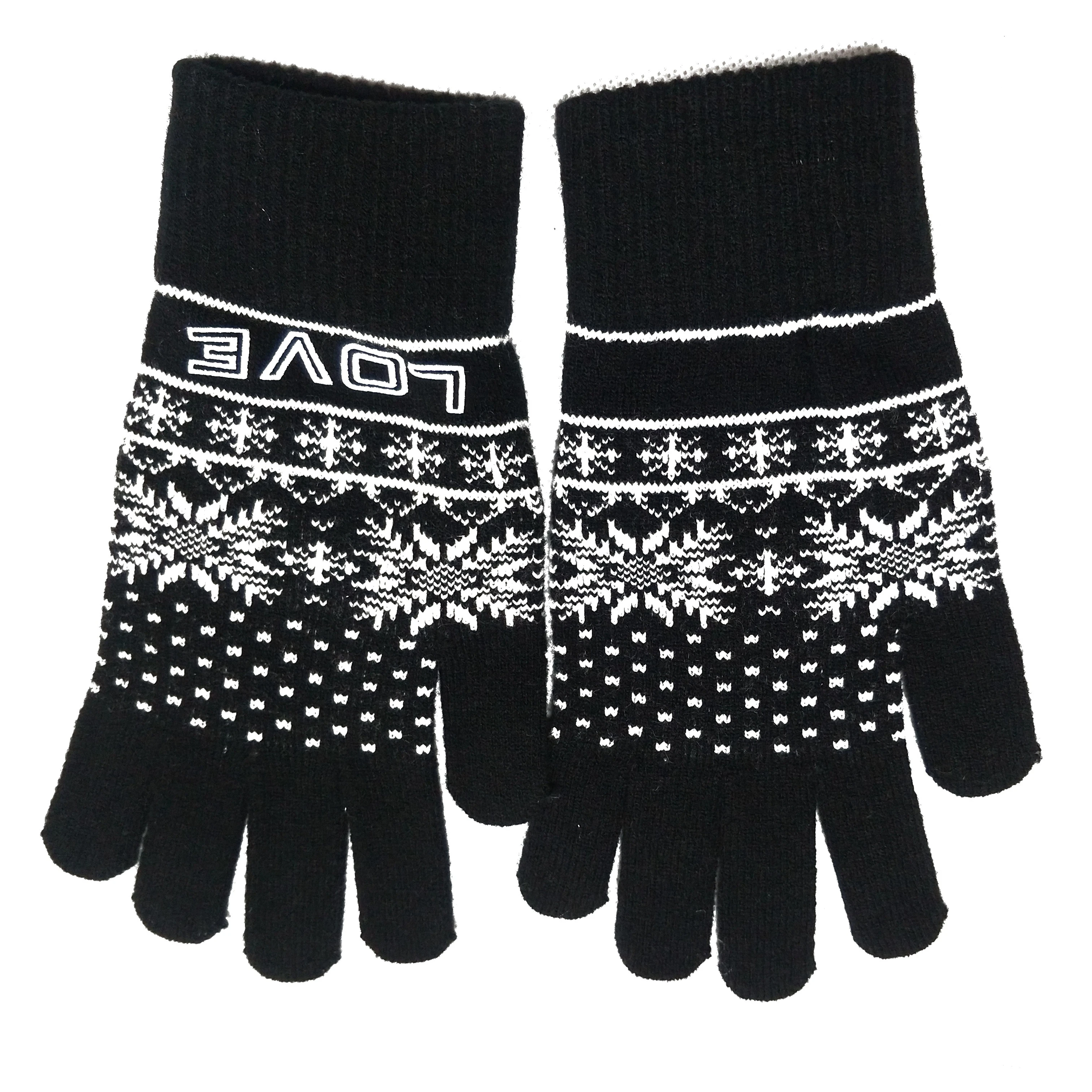 
Hot sale 100%Acrylic Knitted Jacquard pattern customized logo funky fashion warm winter Magic Gloves 