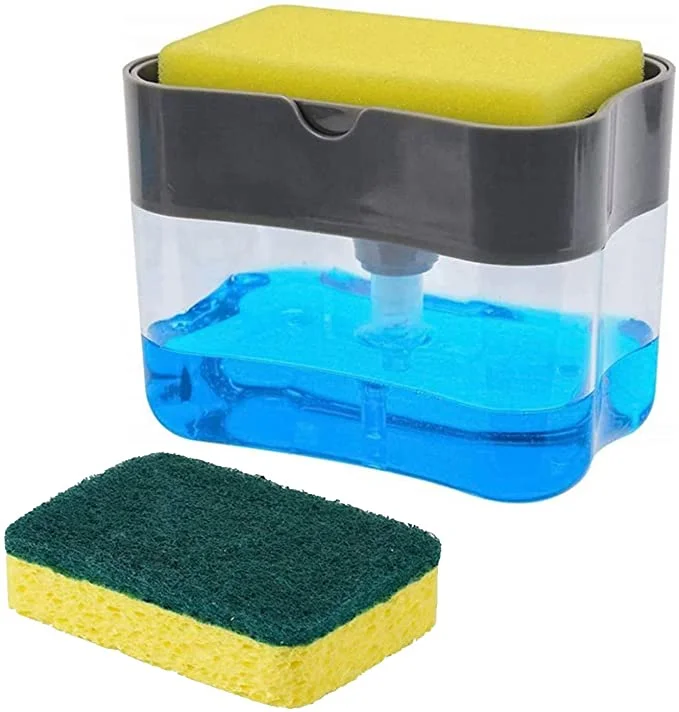 

kitchen tools Soap Dispenser Box Wash Sponge Holder finishs dishwashing liqud 2 in1 Manual Press Dish Liquid Soap Dispensers