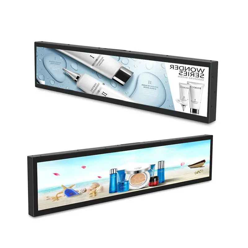 
Supermarket shelf edge stretched display bar screen panel displays price tags 