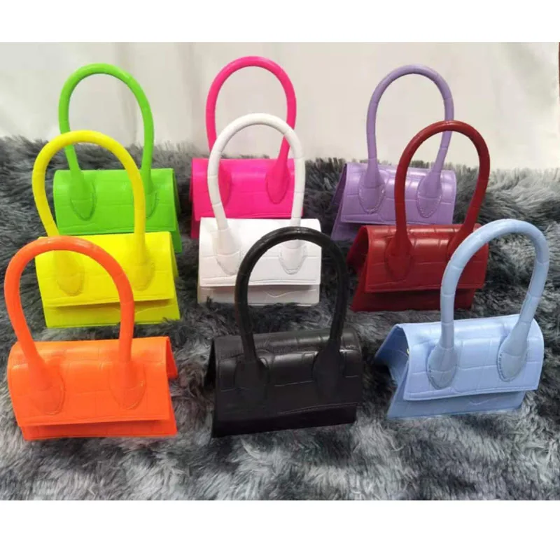 

2021 cute little girls candy color handbags kids jelly purse, 9 colors