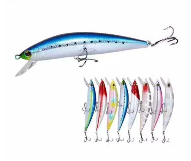 

2020 11cm27g new 3D eyes sharpened hook seabass long shot minow hard Fishing Lure, As picture