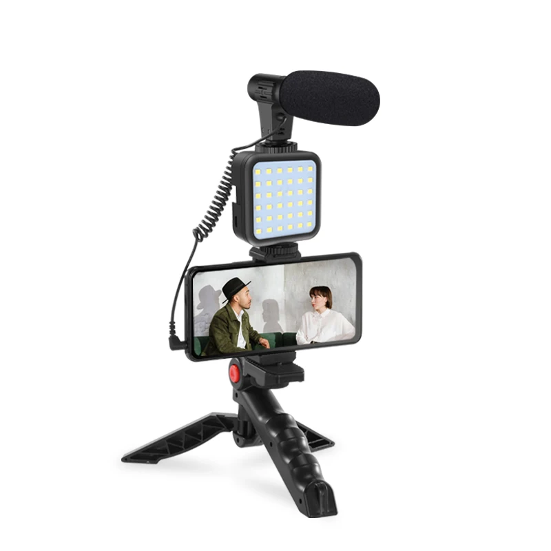 

Jumpflash youtube equipment vlogging kit smartphone video kit with microphone led light phone grip tripod for iphone android