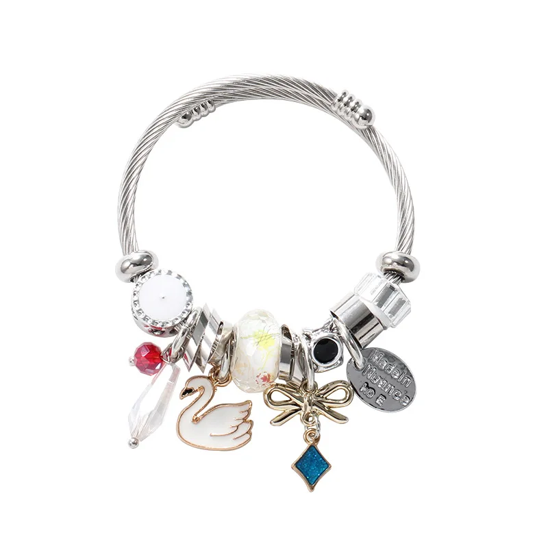 

DIY Charm Bracelet Handmade High Quality Stainless Steel Jewelry Open Size Stocks Sell Wholesale Fashion Women Cuff Bracelet
