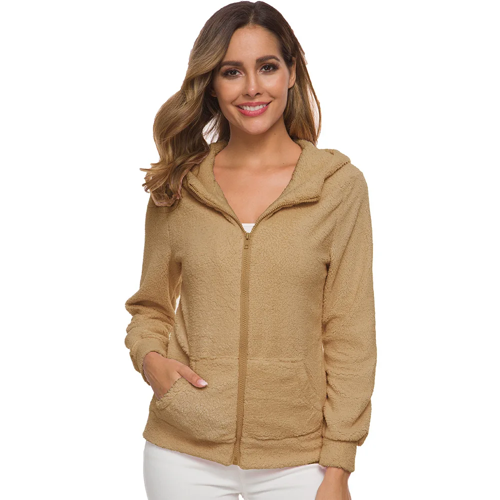 Wholesale Winter Warm Soft fluffy Hooded Zip up Solid color Teddy Fleece jacket women, Picture
Wholesale Winter Warm Soft fluffy Hooded Zip up Solid color Teddy Fleece jacket women, Picture