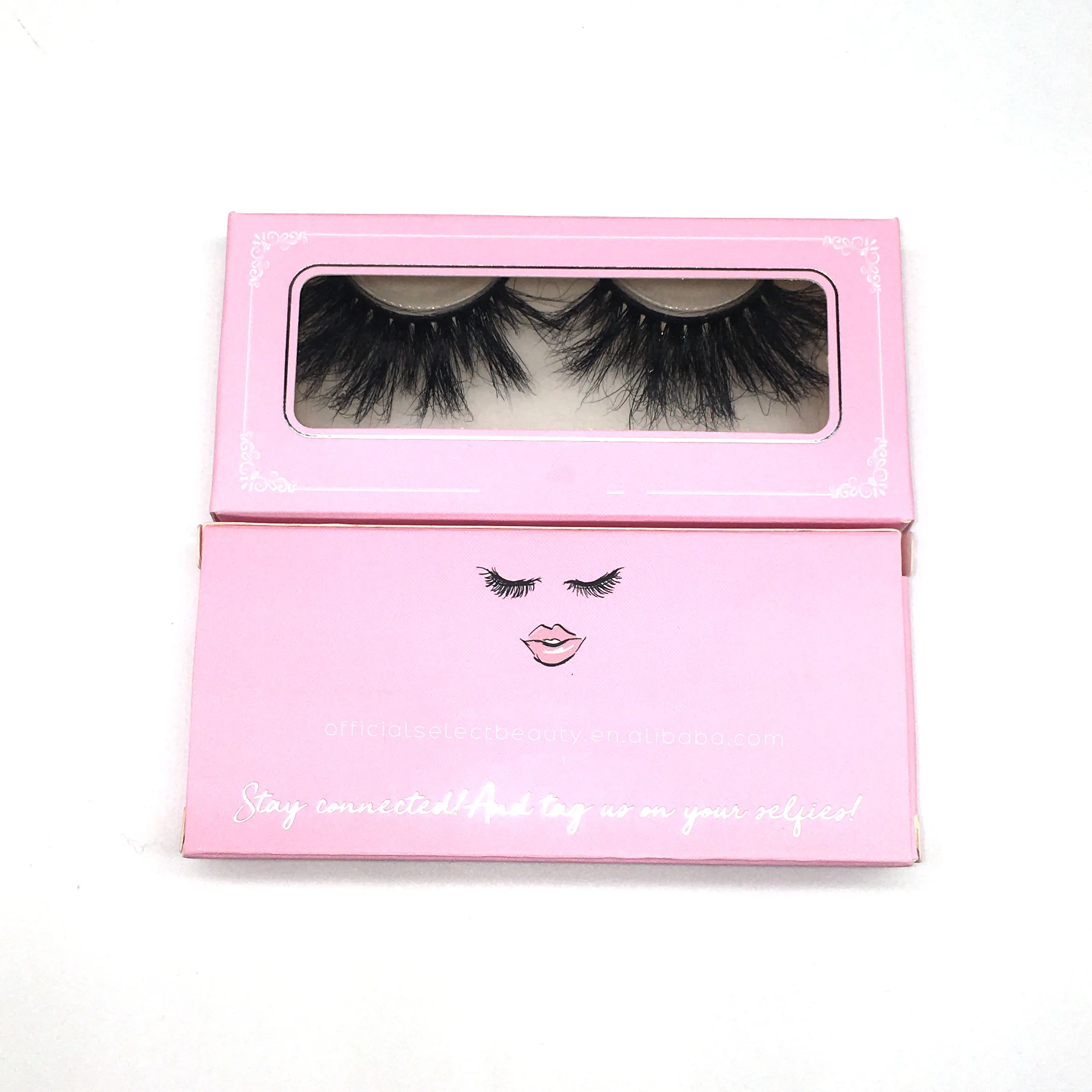 

pretty window private label rectangle pink logo lash box