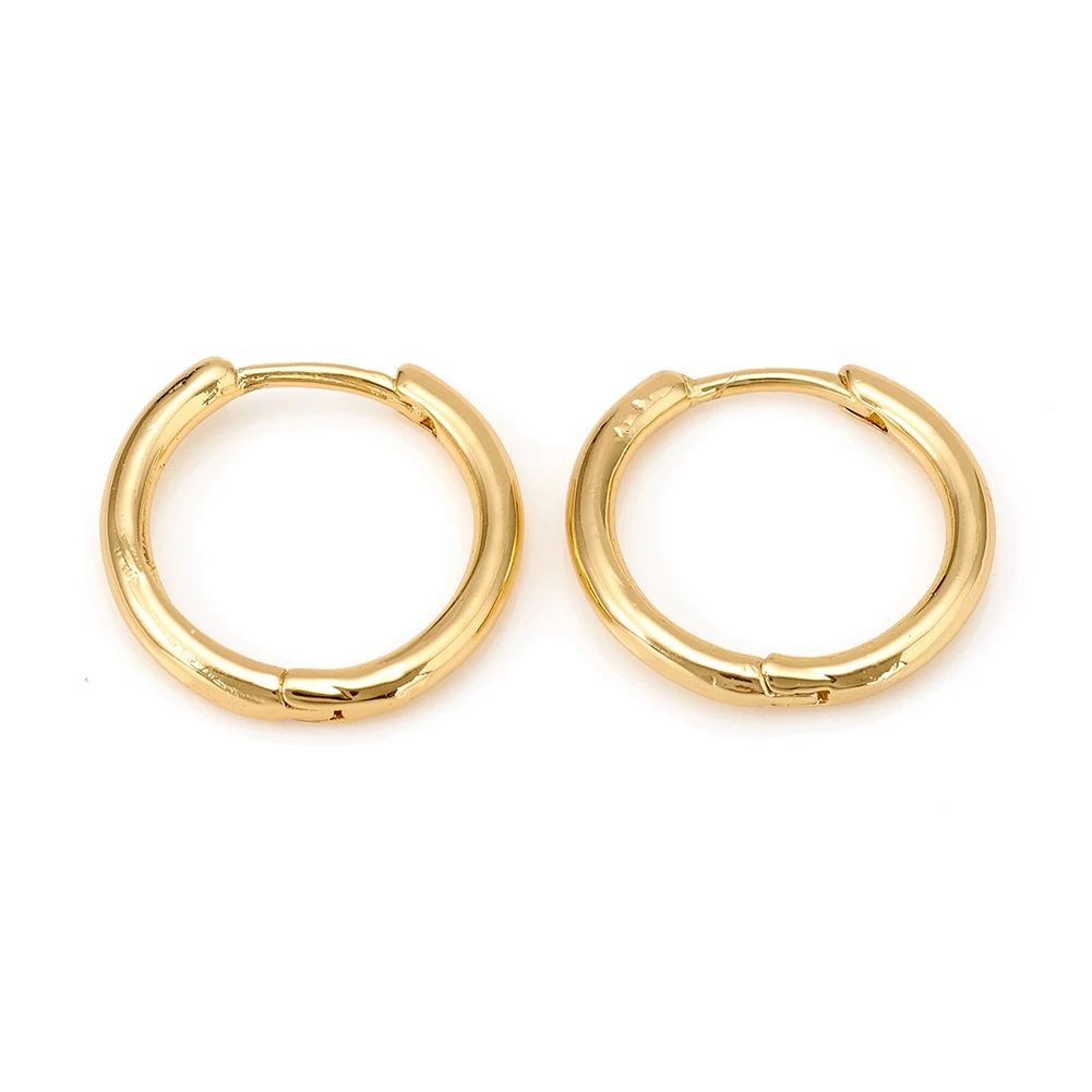

PandaHall 17mm Brass Round Ring Golden Huggie Hoop Earrings