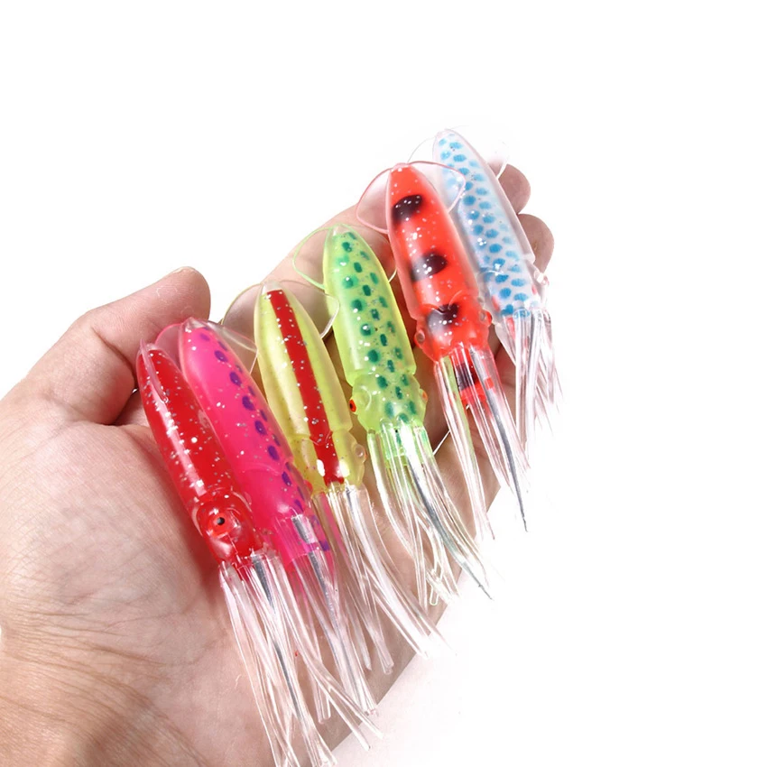 

6Colors 6pcs/set 53g/10cm Artificial Wobbler Beard Squid Plastic Soft Bait With Hook Bionic Bait 3D Eyes Sea Fishing Lure