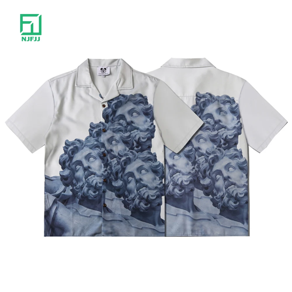 

New leisure loose short-sleeved plus size beach Hawaii shirt for men on sale