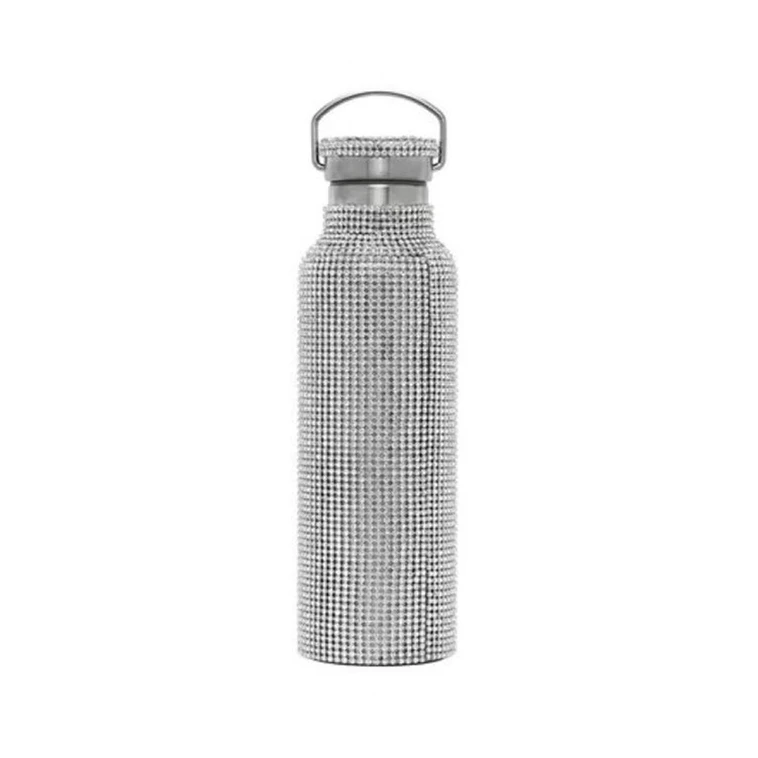 

creative portable diamond design double wall thermos insulated water bottle stainless steel flask rhinestone water bottle