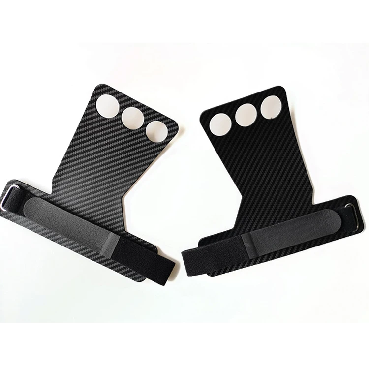 

3 Hole Anti Tear Carbon Fiber Leather Hand Grips for Gymnastics Weightlifting