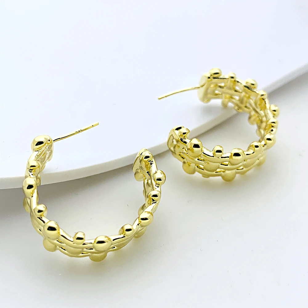 

Drop Shipping Luxury 18k Gold Plated Large Hoops Jwellary Earrings Cuff 925 Silver Studs Earings For Women 2021 Trendy