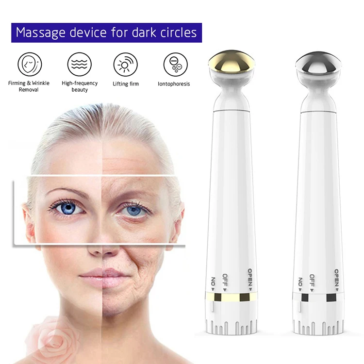 

Portable Electric Mini Handheld Anti Wrinkle Relief Eye Massager Thin Face Facial Treatments Vibration Lips Dark Circle Pen Type, Silver;gold