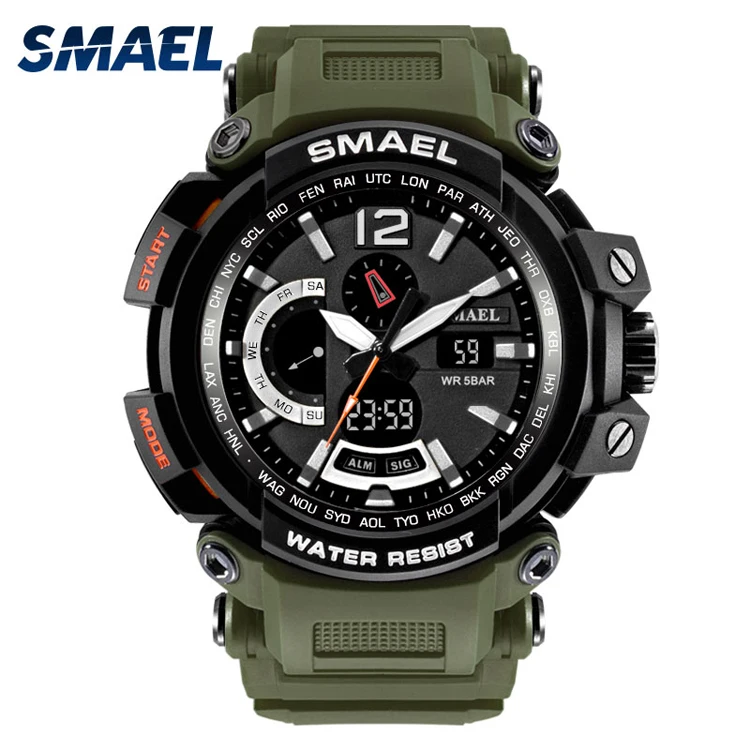 

Quartz Wristwatches Leather SMAEL Brand Analog Digital LED Clock Men Waterproof relogio masculino1702 Men Watches Sport Military