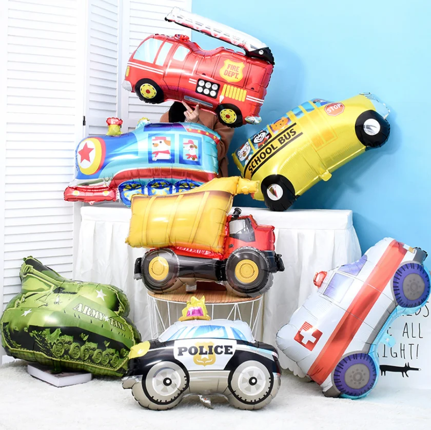 

Free Shipping Construction Vehicle Balloon Tank Train Ambulance Balloons Baby Shower inflatable Toys, Colorful