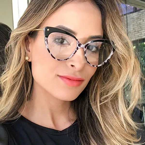 

TR90 Frame Anti Blue Light Blocking Computer Reading Glasses Fashion Optical Women Ladies Cat Eye Glasses, Same as photo