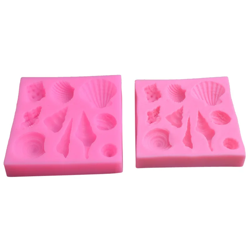 

Conch Starfish Cake Decoration Mold Shell Clay Cookie Mold Ocean Series Fondant Silicone Mold, As picture