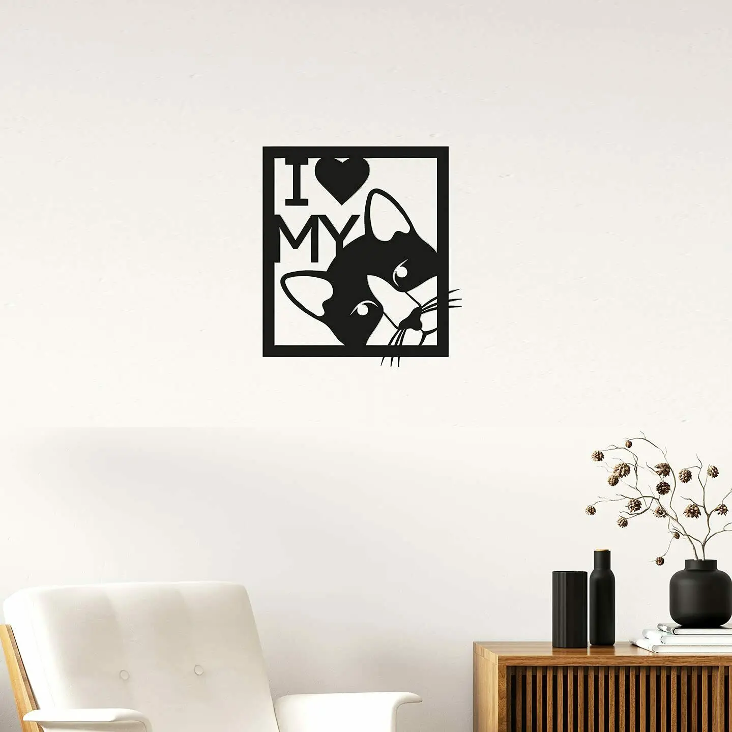 

I Love My Cat Metal Wall Sign | Cat Lover Wall Decor for Home TY2692