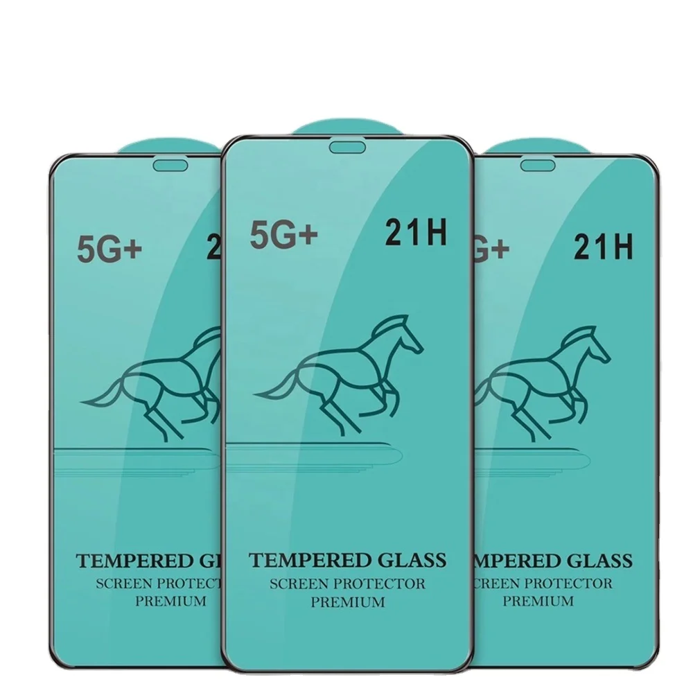 

21H 5G+ Silk Printing Swift Horse Glass Protector Full Glue Tempered Glass Film For OPPO realme, Black /white