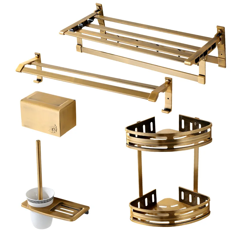 

Aluminum Material With Bronze Finished 5-Piece Bathroom Hardware Set, Silver