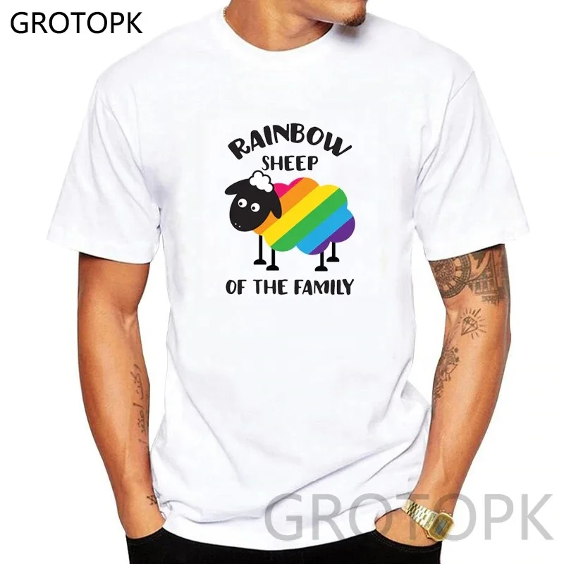 

Wholesale Pride Lgbt Gay Rainbow Men Harajuku Casual Cotton T-shirt Funny T Shirts Sheep of The Family Prints T Shirt Homme