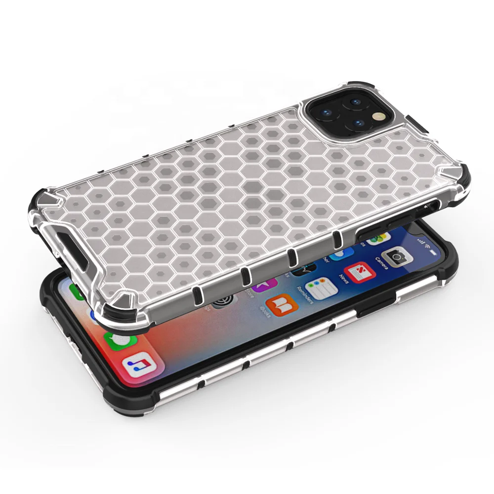 

cheap factory direct sale tpu clear transparent honeycomb phone case for iPhone 11 pro, 5 colors