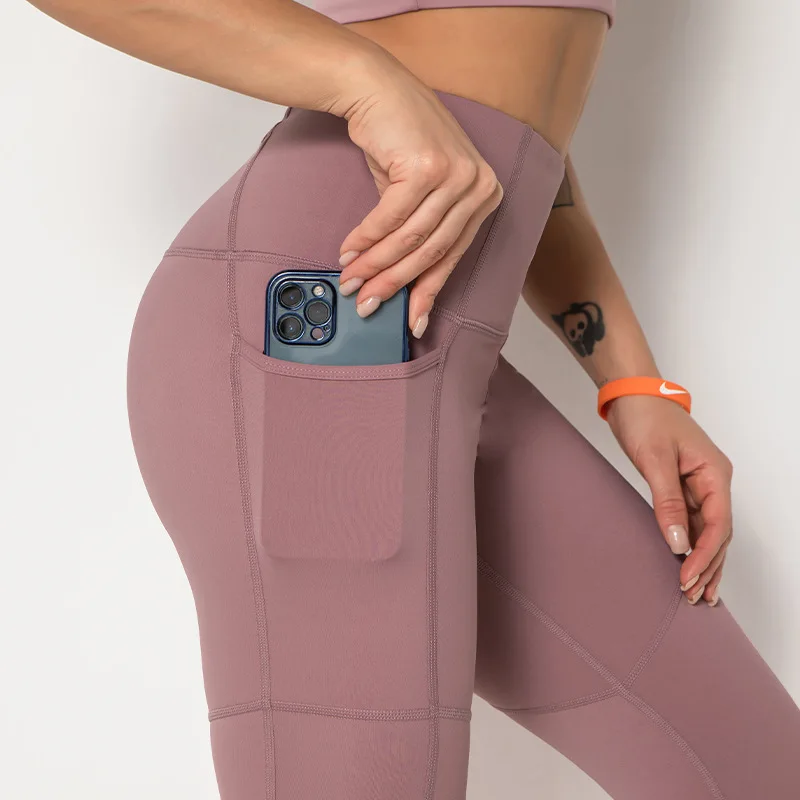 

Custom Butt Lifter Compression Fitness Leggings 4 Way Stretch Tight Yoga Pants Solid Color Workout Leggings with Pocket