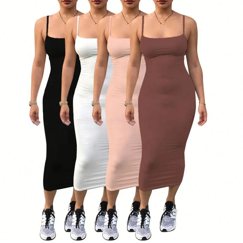 

Wholesale Strap Ladies Elegant Summer Dress Women Party Sexy Club Casual Dresses, White/pink/brown