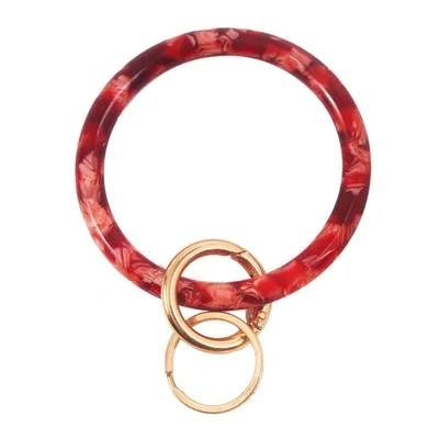 

2021 Wholesale New Arrivals Hot Selling Designs Wristlet Keychain Bangle Keyring Acrylic Acid Plate Bracelet Round Lady Key Ring