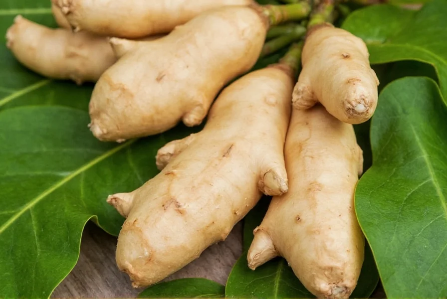 Close-up of ginger rhizomes showing proper planting depth