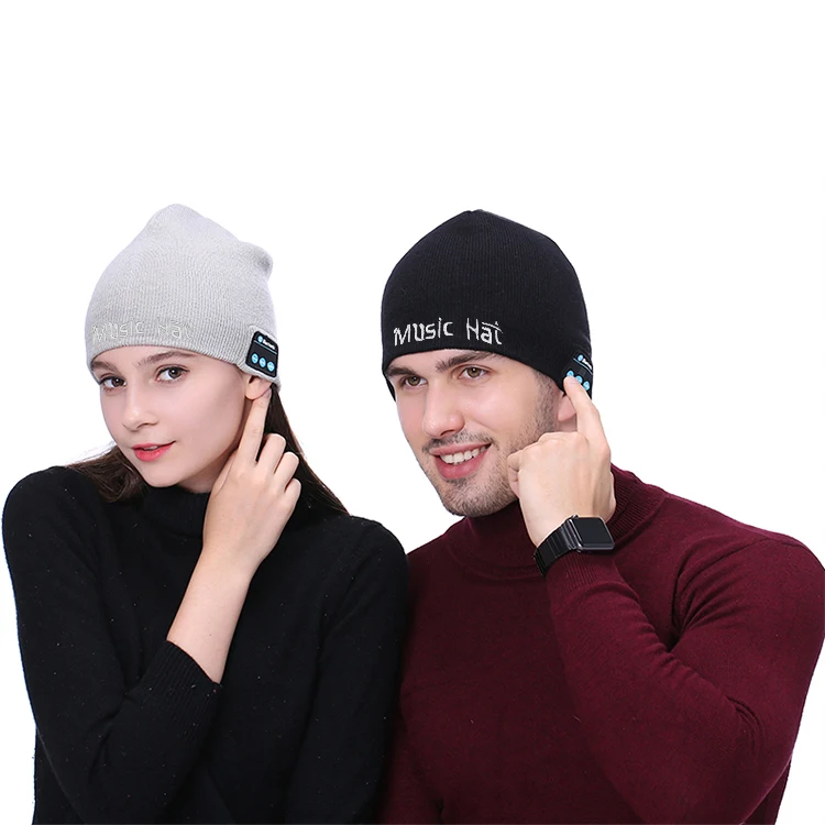 

MUSIC HAT Christmas Promotional Beanie Music Hats Net Lined Wireless Earphone Winter Blue tooth Knit Beanie Hat with Speaker