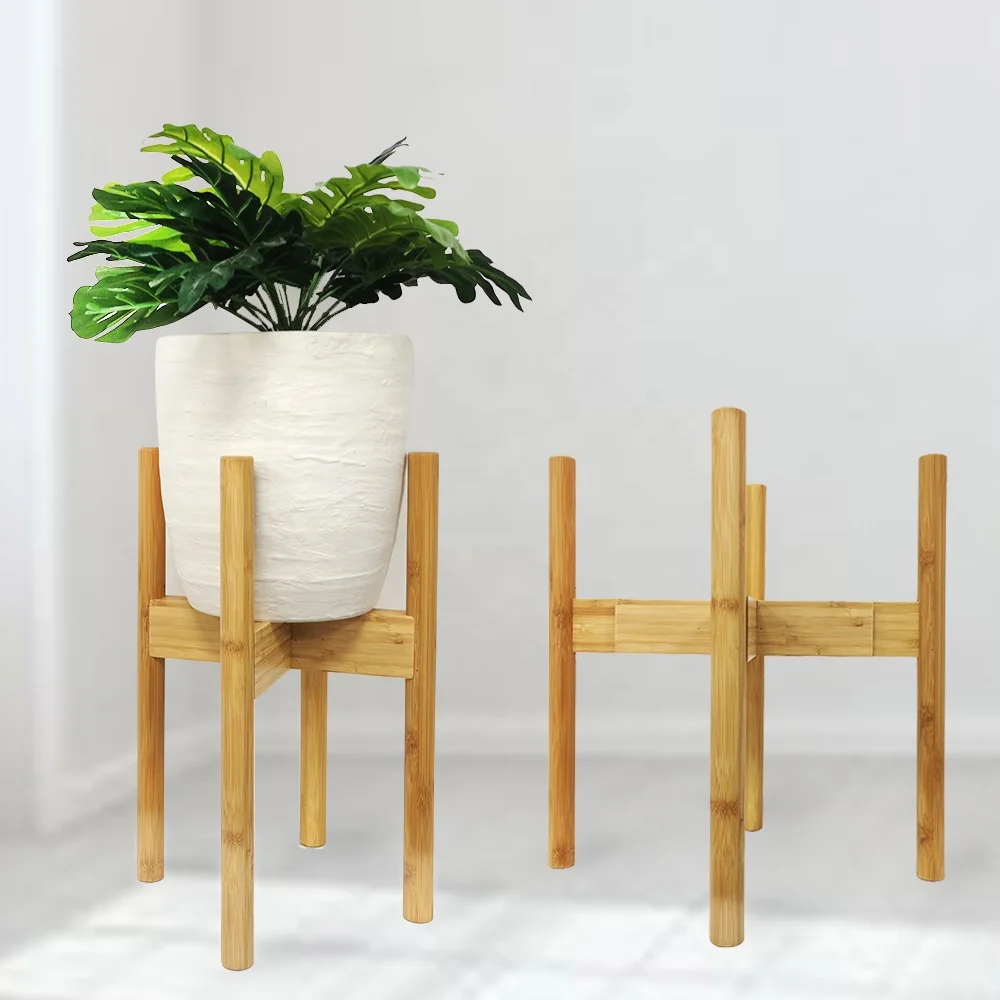 

Art Decor Adjustable Plant Stand Beech Bamboo Plant Stand Flower Stand, Natural color